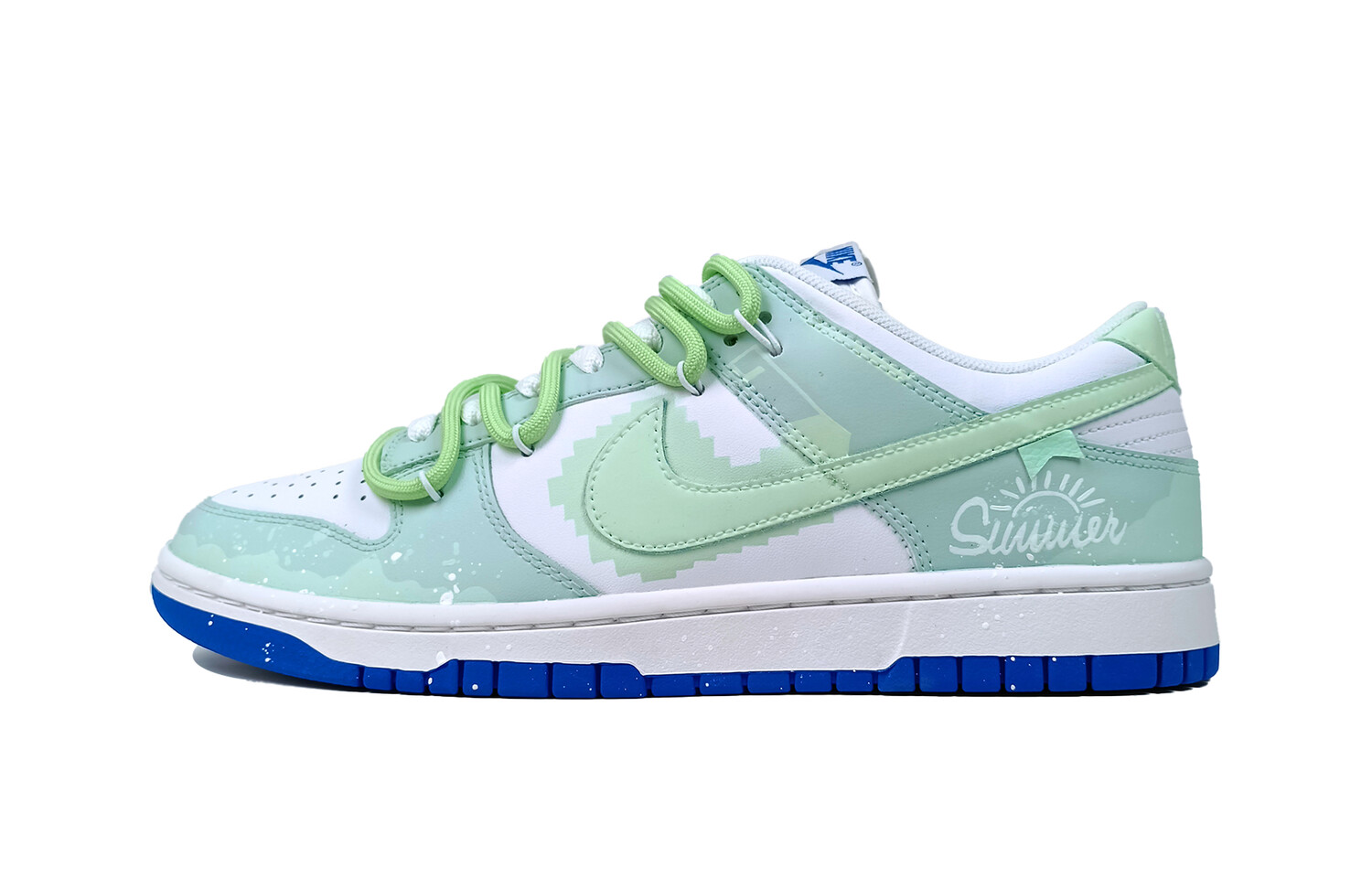 Кроссовки Nike Dunk Skateboarding Shoes Women's Low-top White, светло-зеленый