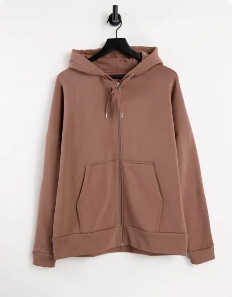 Коричневый oversized-худи на молнии ASOS DESIGN-Фиолетовый цвет