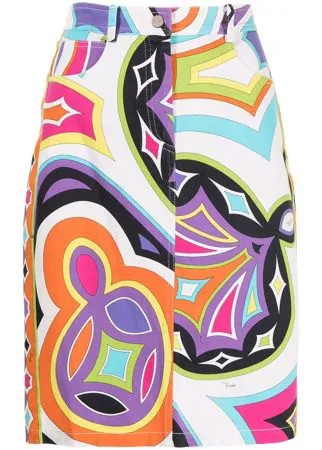 Emilio Pucci Pre-Owned джинсовая юбка с геометричным принтом