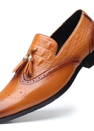 Мужские мокасины Brogue Tassel Платье без застежки на официальной обуви