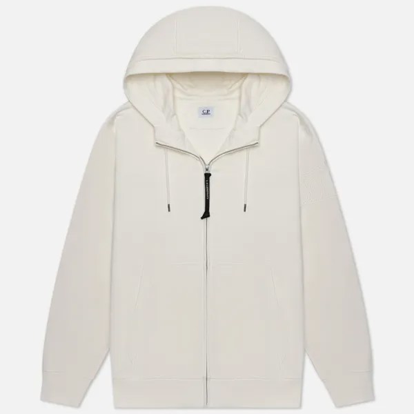 Мужская толстовка C.P. Company Diagonal Raised Fleece Logo Zipped Hoodie белый, Размер XXL