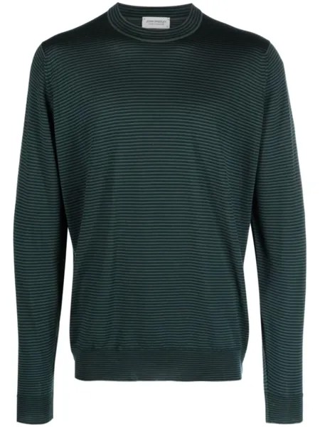 John Smedley шерстяной джемпер Gare в полоску, зеленый