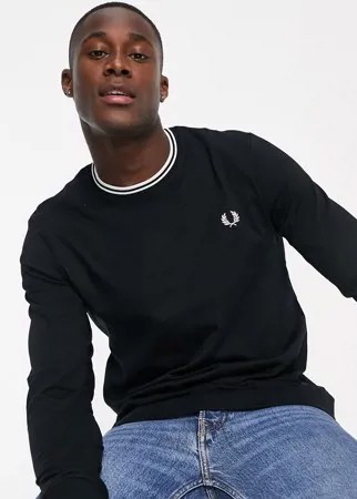 Черный лонгслив с двойным кантом Fred Perry-Черный цвет