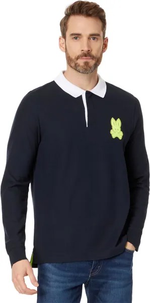 Рубашка-поло Cleveland Long Sleeve Chainstitch Pique Polo Psycho Bunny, темно-синий