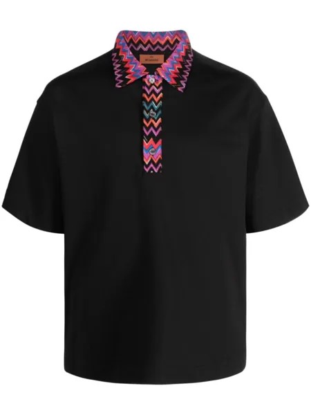 Missoni chevron-trim cotton polo shirt, черный