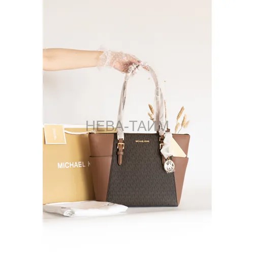 Сумка шоппер MICHAEL KORS, фактура тиснение, матовая, коричневый