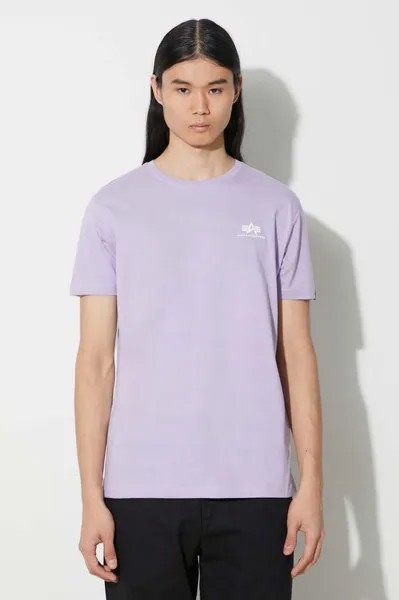 Хлопковая футболка Basic T с маленьким логотипом Alpha Industries, фиолетовый