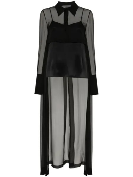 Alberta Ferretti полупрозрачная рубашка асимметричного кроя, черный