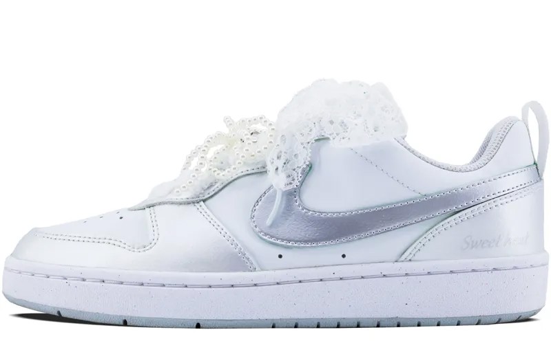 Кроссовки Nike Court Borough Skateboarding Shoes Women's Low-top Liquid Silver/white, серебряный