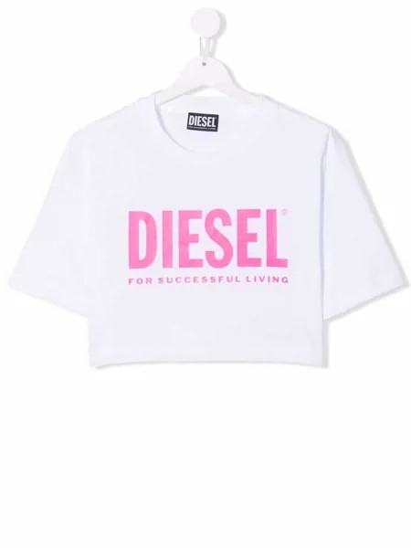 Diesel Kids укороченная футболка с логотипом