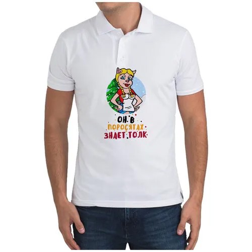 Поло CoolPodarok, размер 44, белый