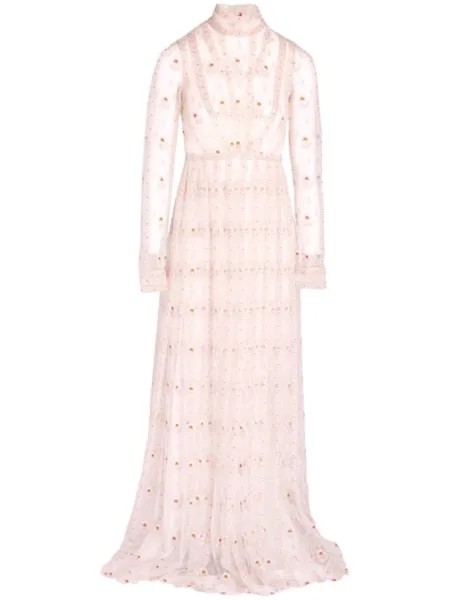 Giambattista Valli платье из тюля с вышивкой, розовый