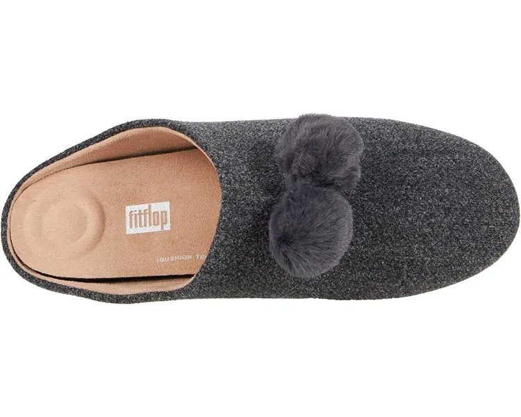 Слипперы Chrissie Pom-Pom Slippers FitFlop, пьютер грей