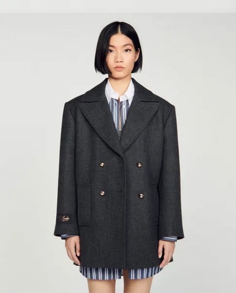 Женское шерстяное матросское пальто Sandro, серый