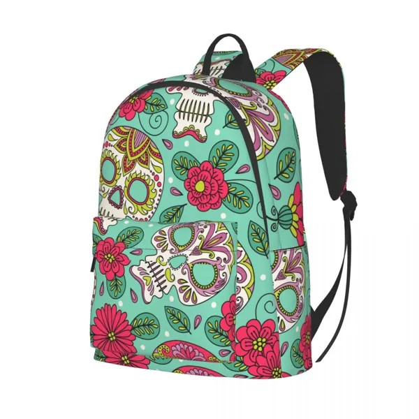 Рюкзак, школьный рюкзак, Череп, цветы, Мексиканский день, рюкзак, школьная сумка для девочки-подростка