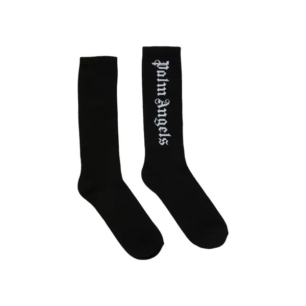 Носки Palm Angels с вертикальным логотипом, цвет: черный/белый