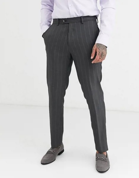 Суженные книзу брюки серого цвета в полоску Burton Menswear-Серый