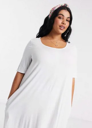 Белое свободное платье-футболка ASOS DESIGN Curve-Белый