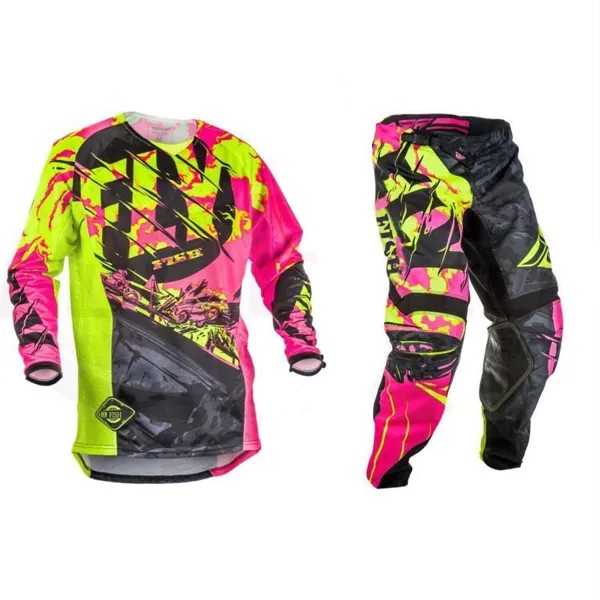 Костюм для мотокросса Fly Fish MX, спортивные штаны и Джерси, комбо, красные/черные/Желтые