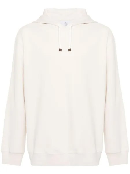 Brunello Cucinelli худи из джерси с кулиской, нейтральный цвет