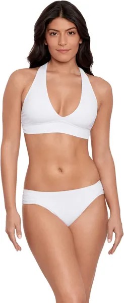 Твердые однотонные хипстерские плавки бикини для пляжного клуба LAUREN Ralph Lauren, белый