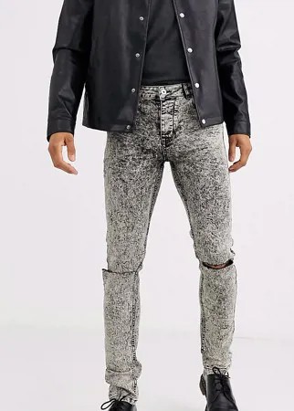 Серые супероблегающие джинсы с рваной отделкой Heart & Dagger-Серый
