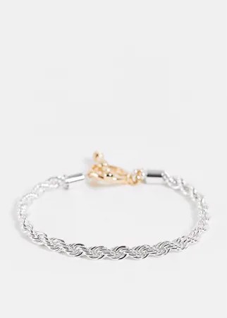 Серебристый браслет-веревочка Chained & Able