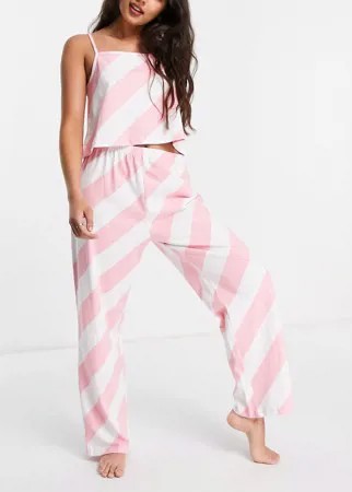Пижамный комплект из майки и брюк в карамельную полоску Wednesday's Girl-Розовый цвет
