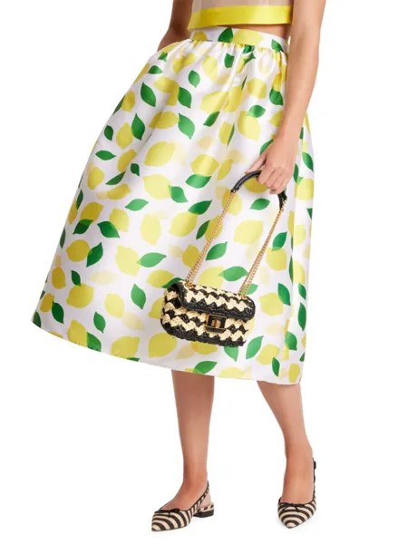 Юбка-миди с лимонным принтом Kate Spade New York, цвет Cream
