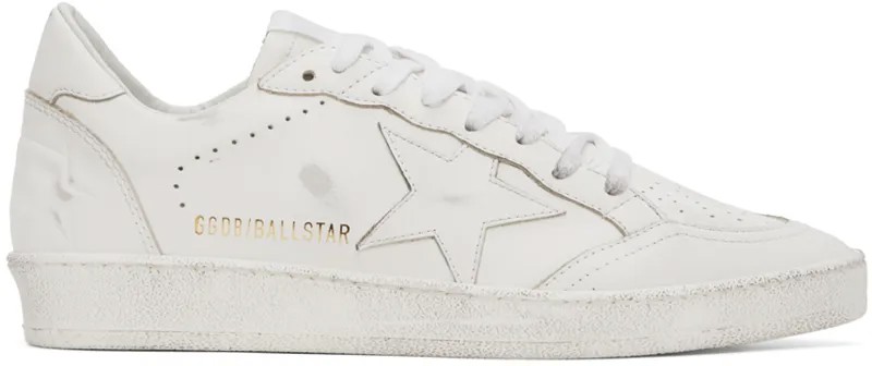 Белые кроссовки со звездами Golden Goose, цвет Optic white