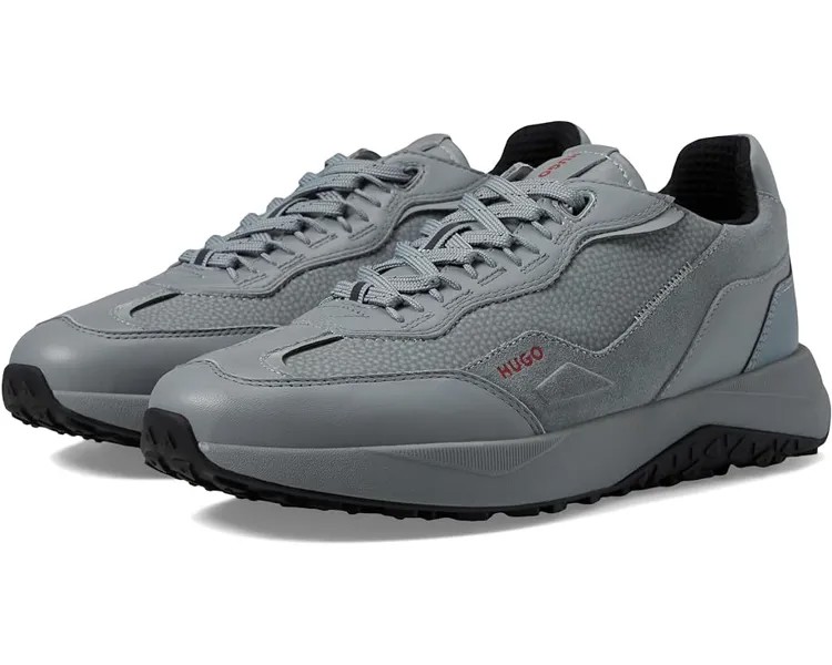 Кроссовки HUGO Kane Mix Material Run Sneaker, цвет Stone Grey