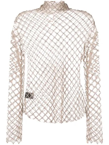 ISABEL MARANT сетчатый топ с кристаллами, нейтральный цвет