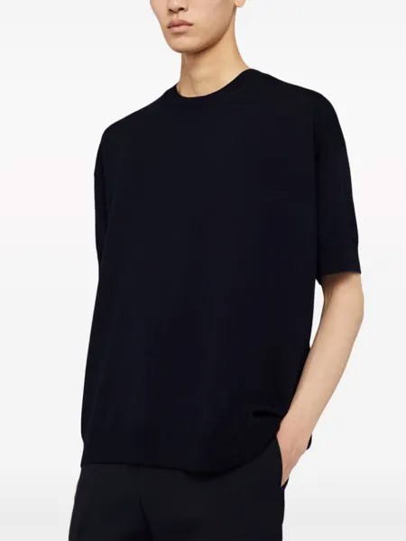 Шерстяная футболка с круглым вырезом Jil Sander, синий