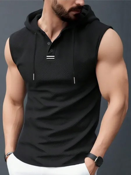 Мужская простая однотонная повседневная майка без рукавов с капюшоном Homme Manfinity, черный