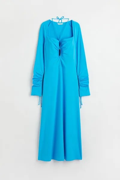 Платье с вырезом и застежкой на шее H&M, лазурный