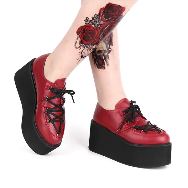 Женские кожаные туфли в стиле Харадзюку, готическая обувь на очень высокой платформе в стиле панк, Лолита, Япония
