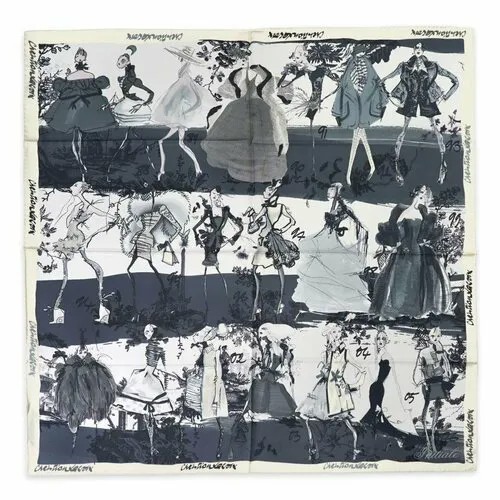 Платок Christian Lacroix, натуральный шелк, 90х90 см, серый