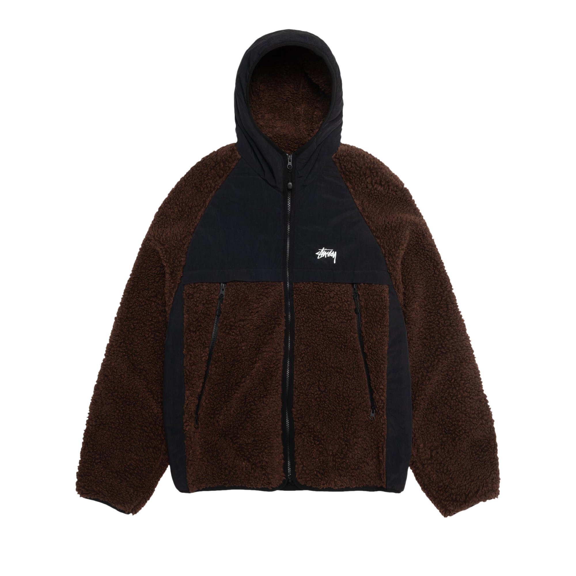 Куртка Stussy Sherpa с капюшоном, цвет Коричневый