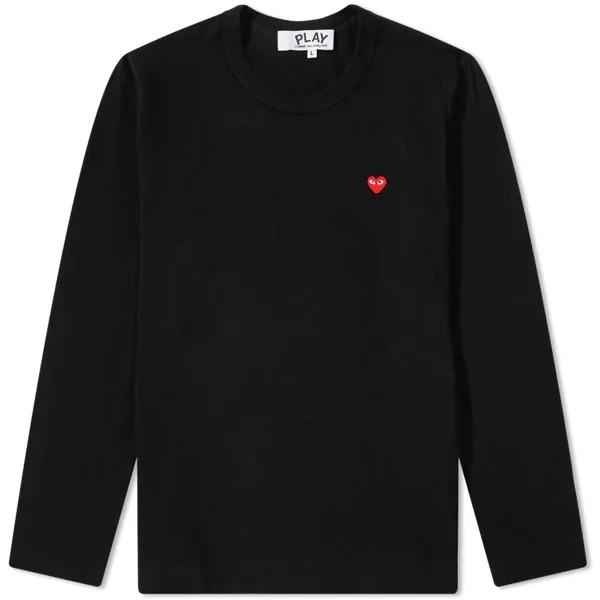 Женская футболка с длинным рукавом и маленьким логотипом Comme des Garçons Play, черный