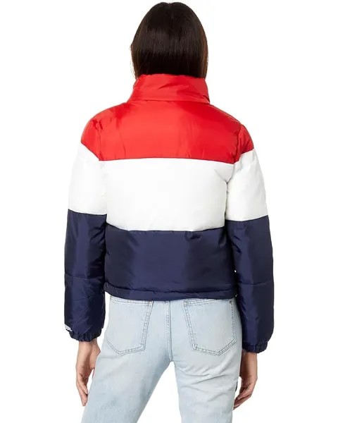 Куртка U.S. POLO ASSN. Crop Multi Color-Blocked Puffer Jacket, цвет Racing Red