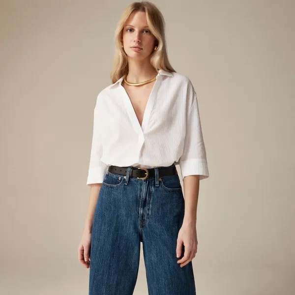 Рубашка-Поповер из воздушной ткани J.Crew, белый
