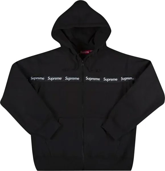 Толстовка Supreme Text Stripe Zip Up Hooded Sweatshirt 'Black', черный