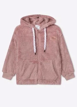 Коричневая меховая толстовка oversize для девочки Gloria Jeans