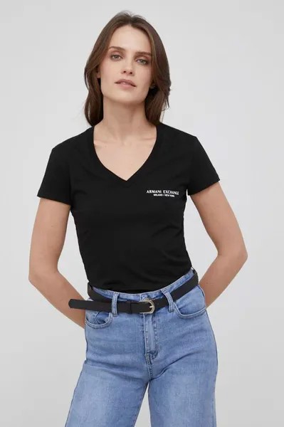 Хлопковая футболка Armani Exchange, черный