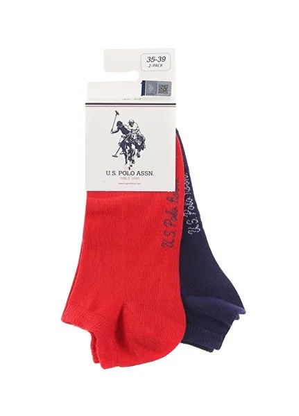 Красные женские носки стандартного кроя с принтом U.S. Polo Assn.