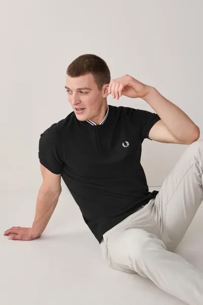 Рубашка-поло с воротником-бомбером Fred Perry, черный