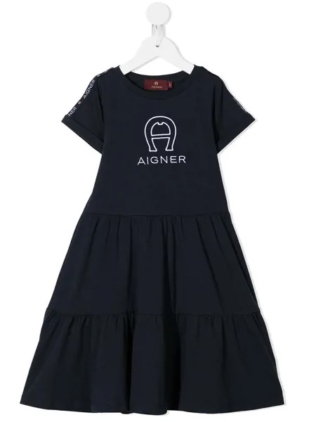 Aigner Kids платье с вышитым логотипом