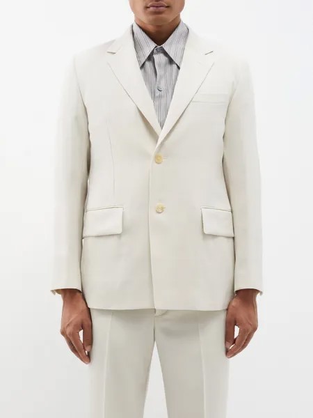 Пиджак из шерсти и габардина с зазубренными лацканами Auralee, белый