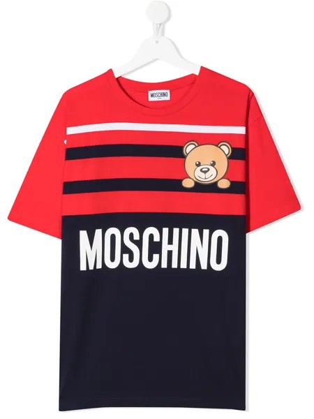 Moschino Kids полосатая футболка с логотипом