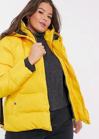 Желтое пальто-пуховик с поясом Simply Be-Желтый